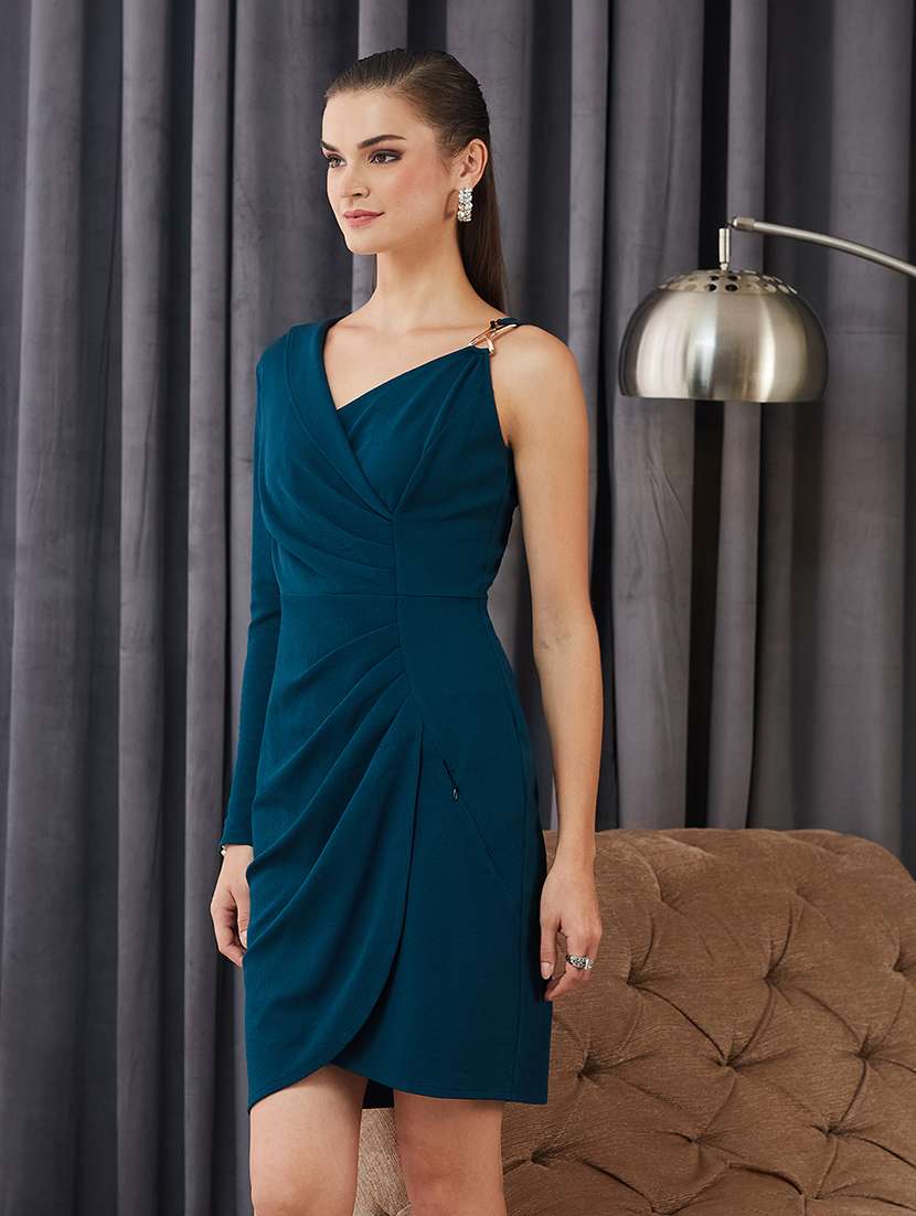 women solid single shoulder bodycon dress - 22363852 -  Standard Image - 2