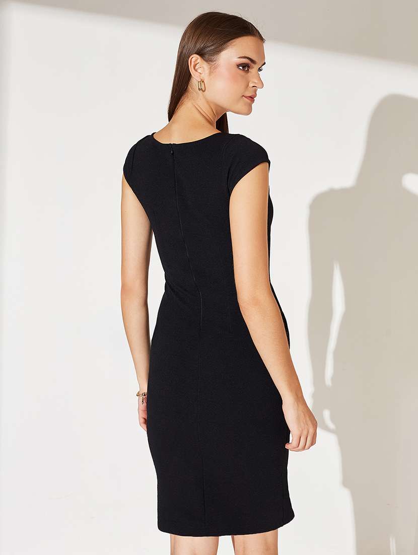 women solid cap sleeve bodycon dress - 22363864 -  Standard Image - 2