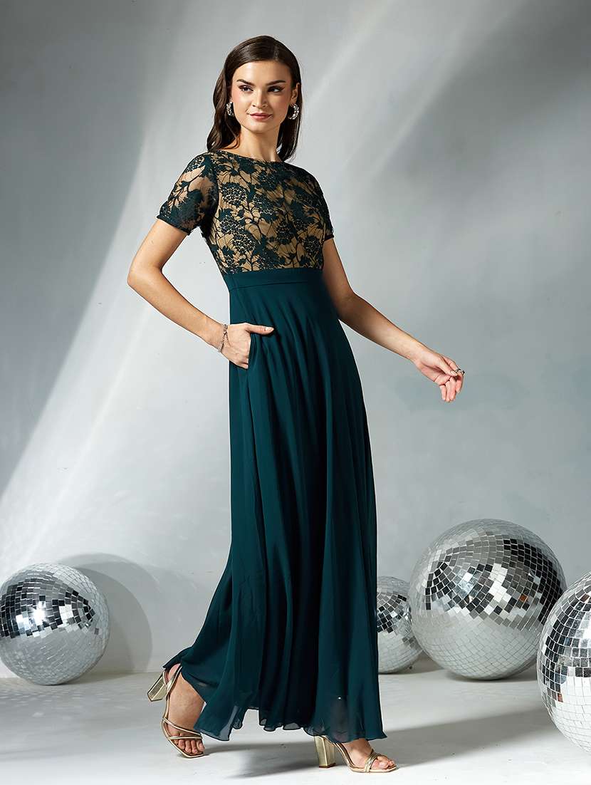 women floral short sleeve lace fit & flare dress - 22363888 -  Standard Image - 2