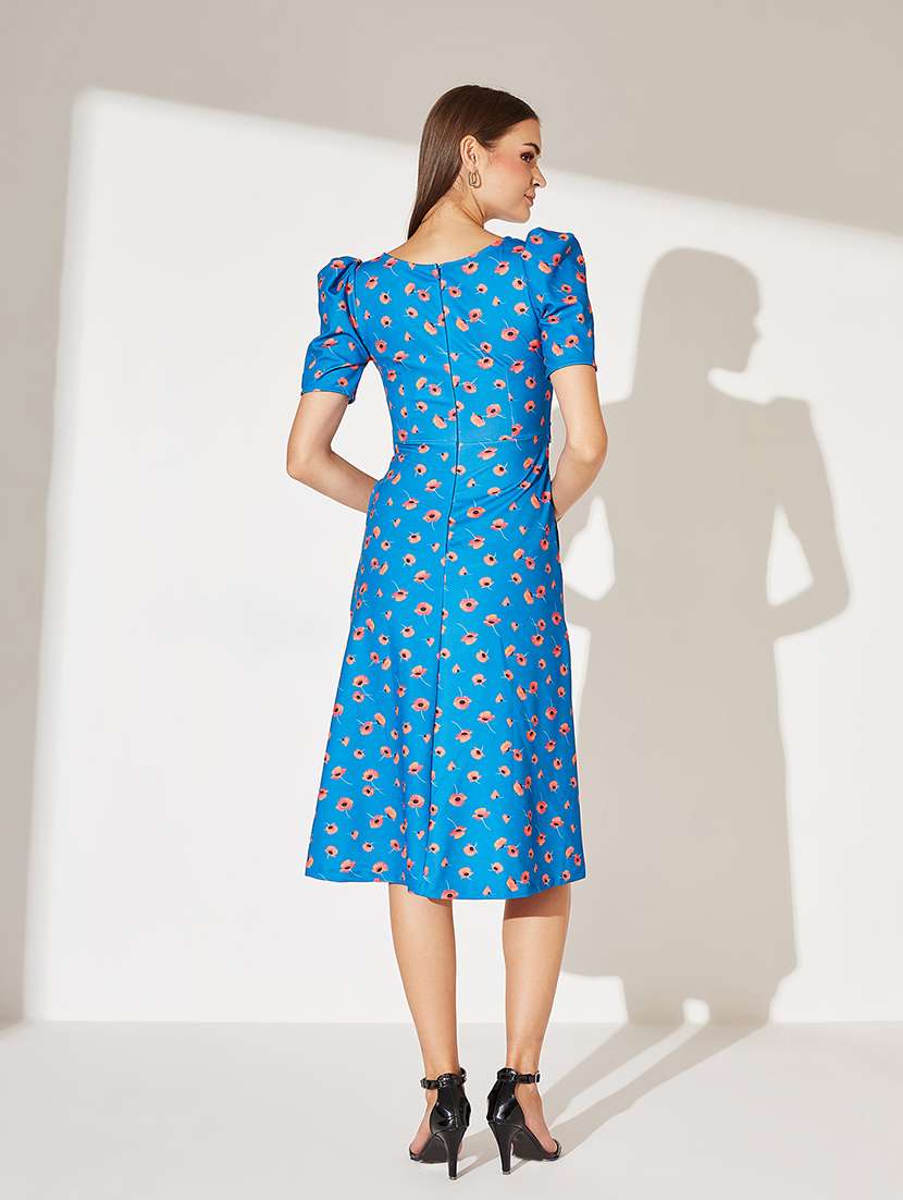 women floral print puff sleeve wrap dress - 22363898 -  Standard Image - 2