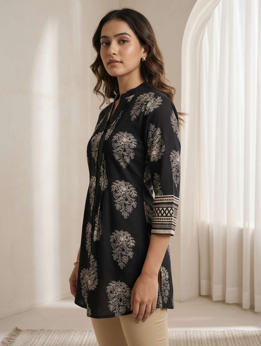 women printed three quarter sleeve a-line kurti - 22363900 -  Standard Image - 2