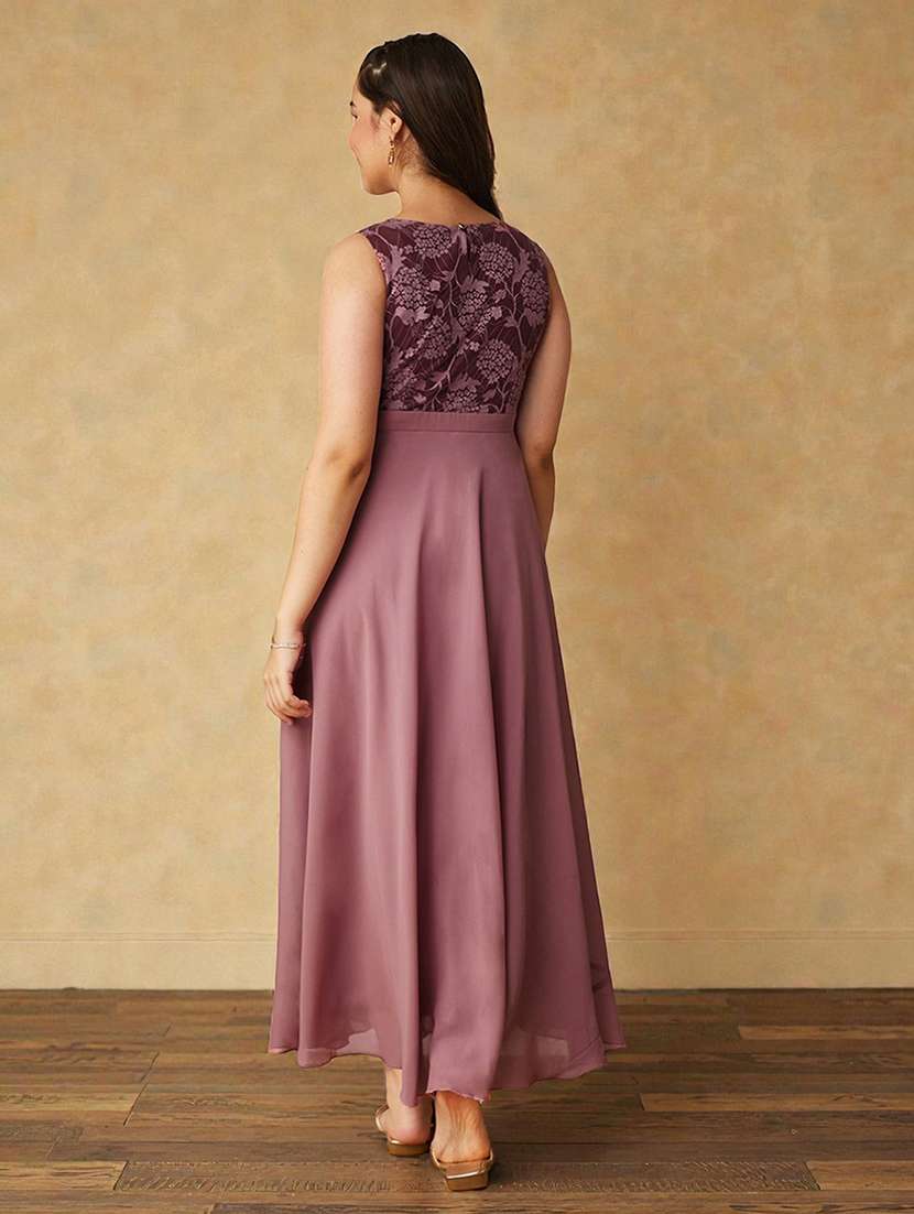 girls solid sleeveless lace fit & flare dress - 22363902 -  Standard Image - 2