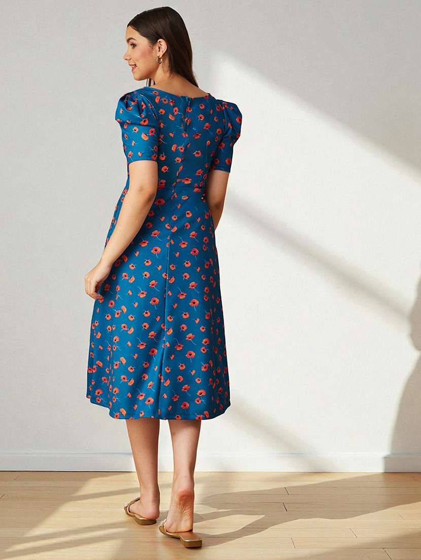 girls floral print puff sleeve a-line dress - 22363908 -  Standard Image - 2