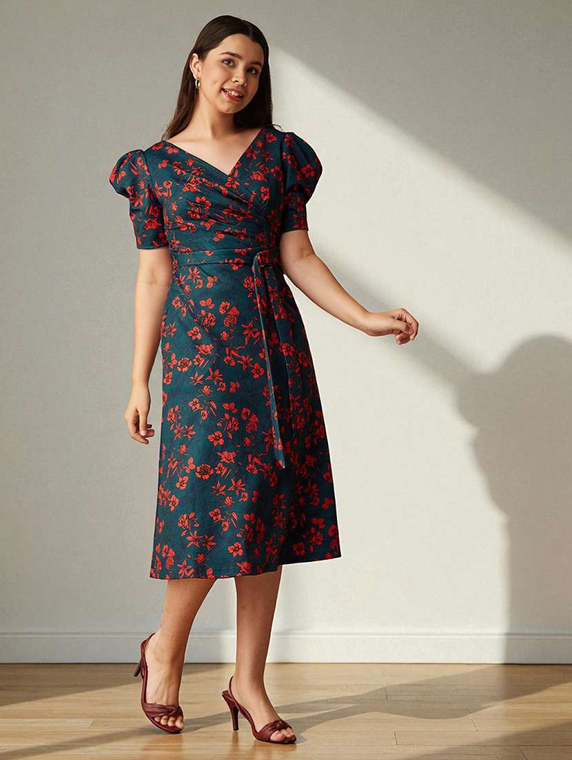 girls floral print puff sleeve a-line dress - 22363912 -  Standard Image - 2