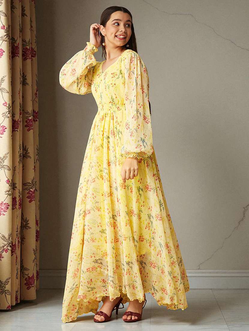 girls floral print puff sleeve fit & flare dress - 22363913 -  Standard Image - 2