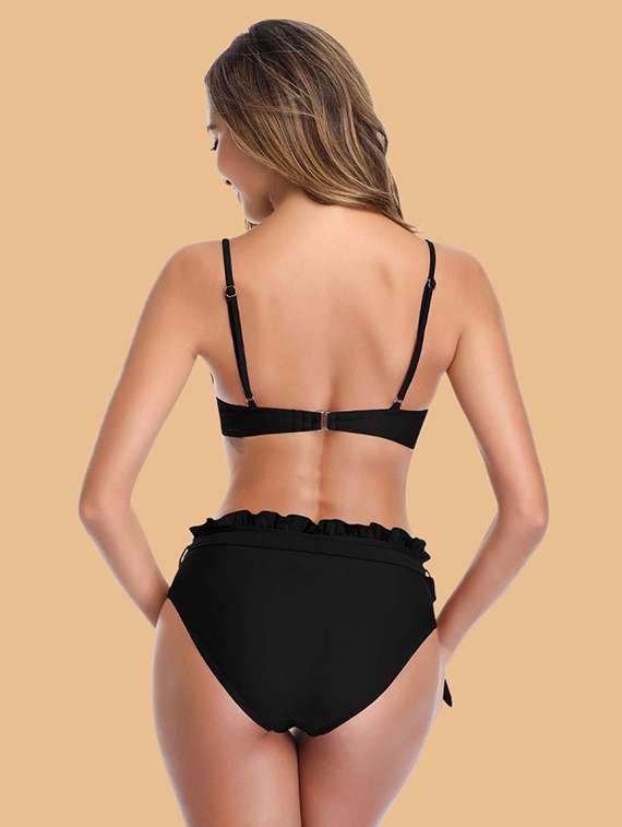 women solid swimwear bikini set - 22363950 -  Standard Image - 2