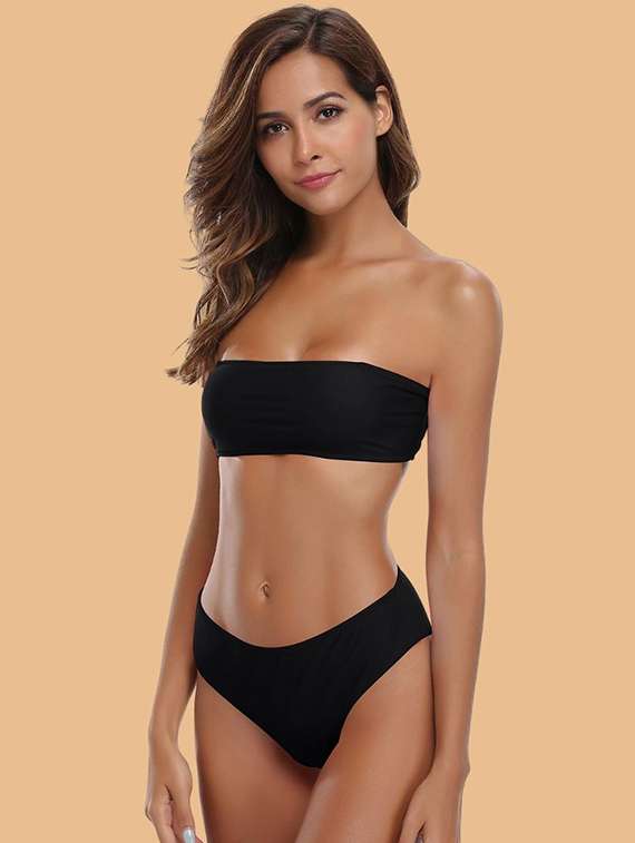 women solid swimwear bikini set - 22363968 -  Standard Image - 2