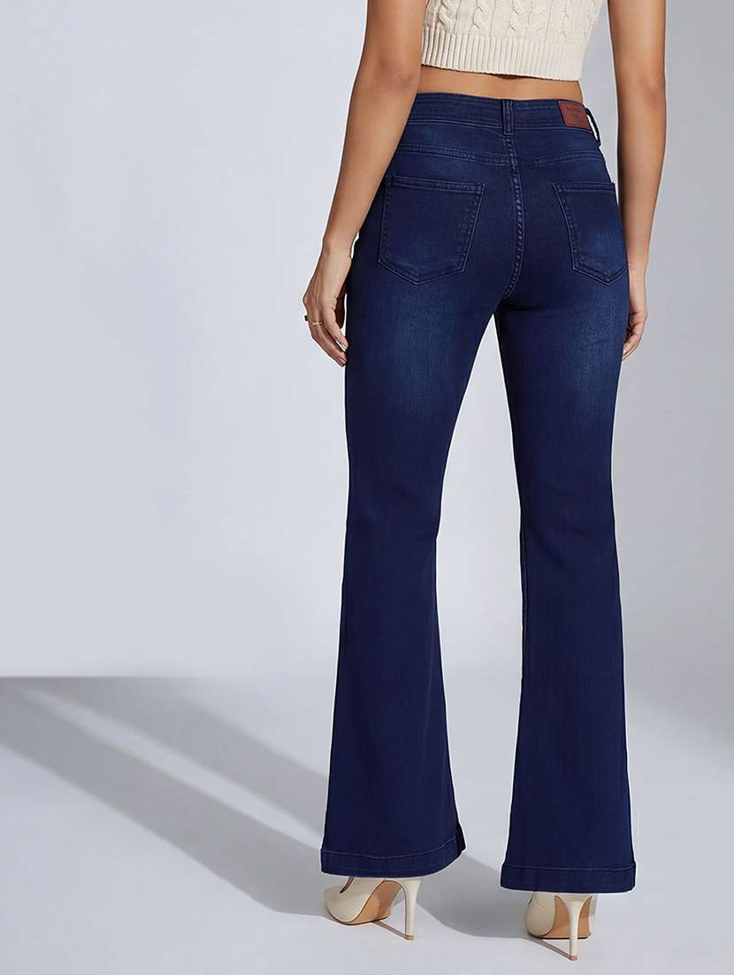 women solid high rise bootcut jeans - 22364043 -  Standard Image - 2