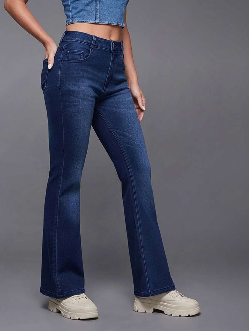 women solid high rise bootcut jeans - 22364045 -  Standard Image - 2