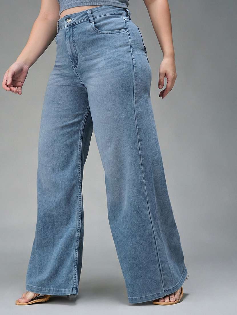 women solid high rise wide leg jean - 22364046 -  Standard Image - 2