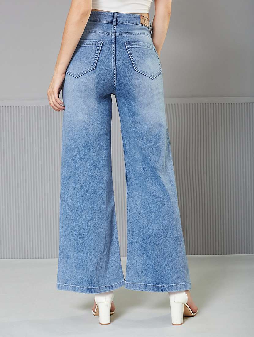 women solid high rise wide leg jeans - 22364052 -  Standard Image - 2
