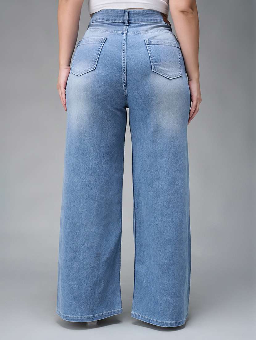 women solid high rise wide leg jeans - 22364054 -  Standard Image - 2