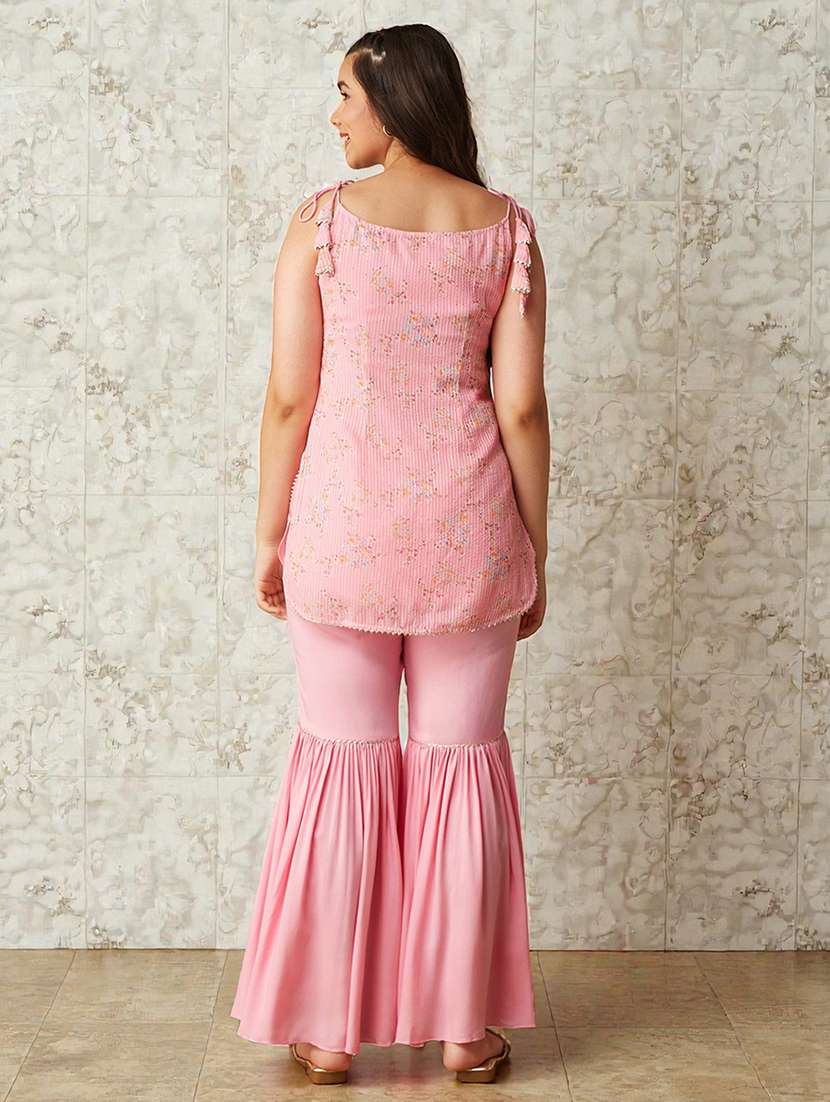 girls floral print sleeveless kurta and sharara set  - 22364062 -  Standard Image - 2