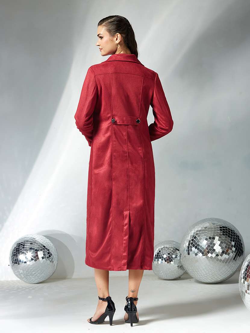 women solid long sleeve trench coat - 22364069 -  Standard Image - 2