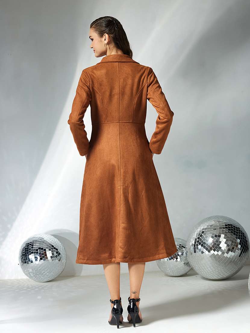 women solid long sleeve trench coat - 22364078 -  Standard Image - 2