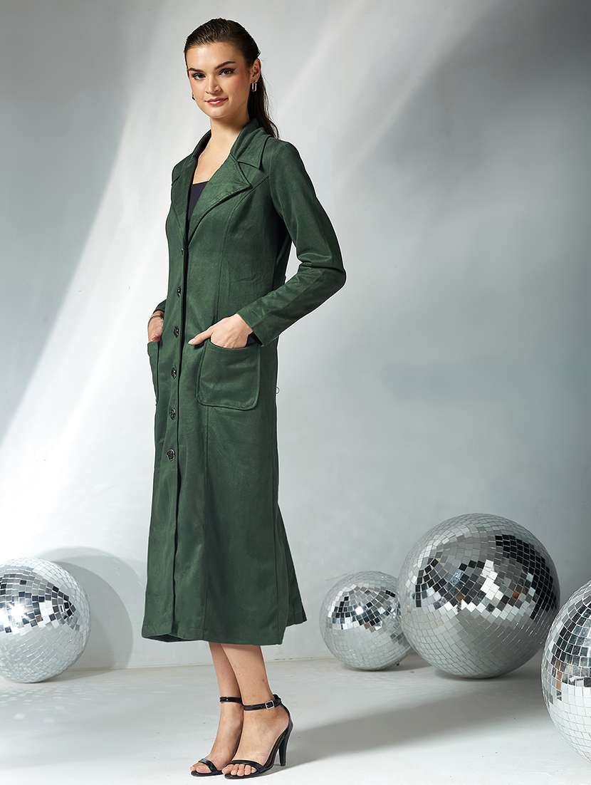 women solid long sleeve trench coat - 22364082 -  Standard Image - 2