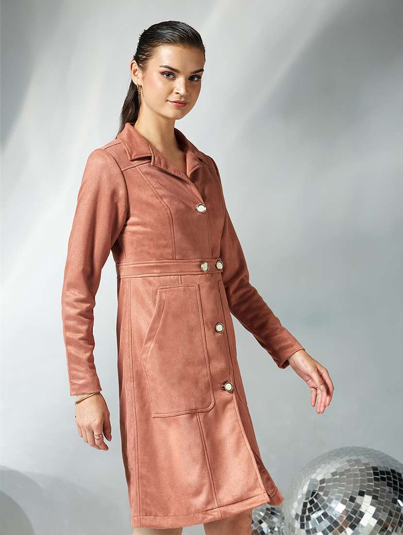 women solid long sleeve trench coat - 22364084 -  Standard Image - 2