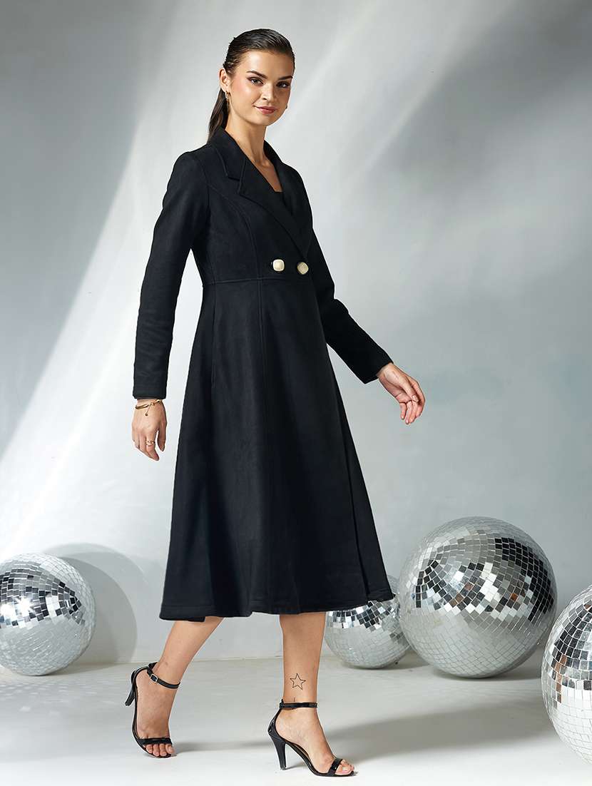 women solid long sleeve trench coat - 22364085 -  Standard Image - 2