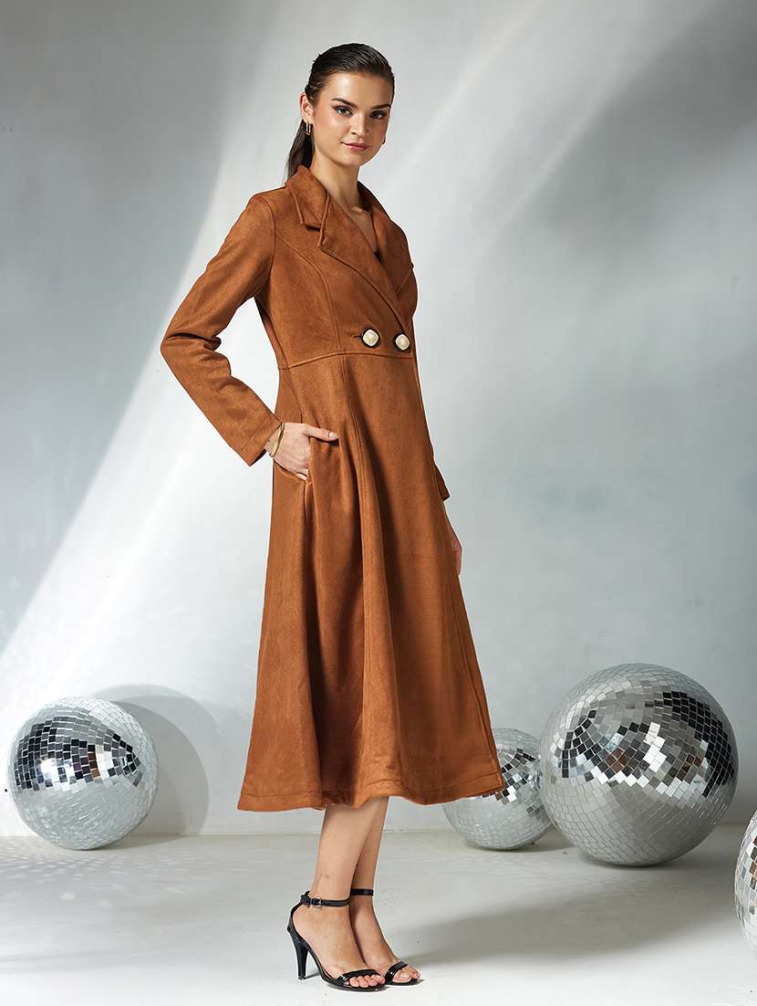 women solid long sleeve trench coat - 22364087 -  Standard Image - 2