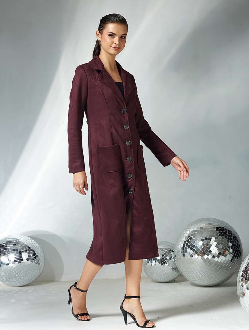 women solid long sleeve trench coat - 22364088 -  Standard Image - 2