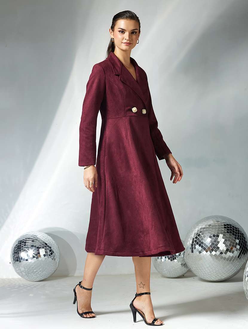 women solid long sleeve trench coat - 22364096 -  Standard Image - 2