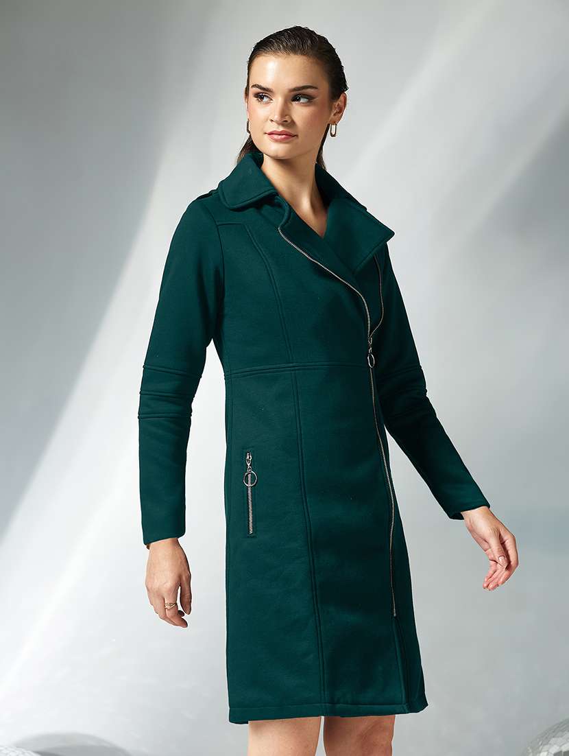 women solid long sleeve trench coat - 22364097 -  Standard Image - 2