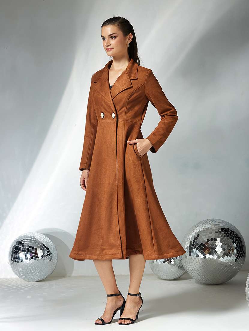 women solid long sleeve trench coat - 22364098 -  Standard Image - 2