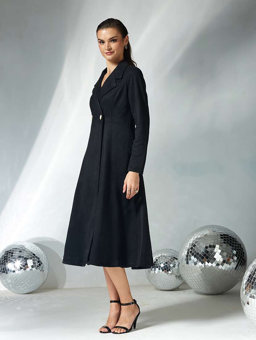 women solid long sleeve trench coat - 22364099 -  Standard Image - 2