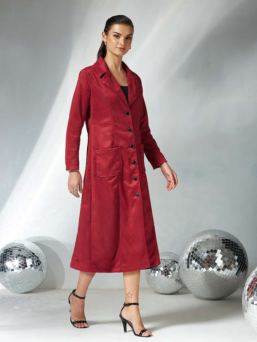 women solid long sleeve trench coat - 22364100 -  Standard Image - 2
