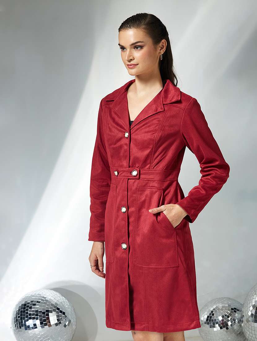 women solid long sleeve trench coat - 22364103 -  Standard Image - 2
