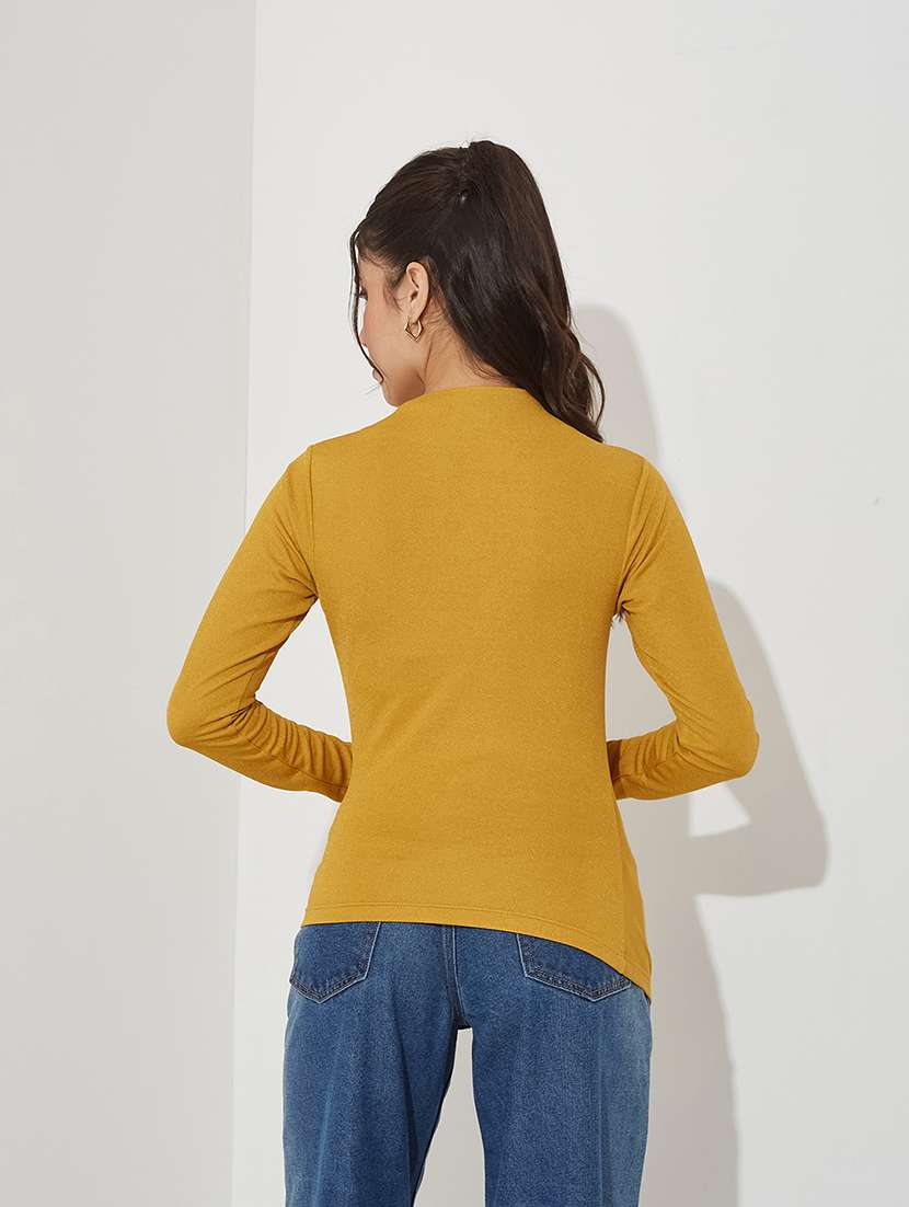 women solid long sleeve ruched top - 22364119 -  Standard Image - 2