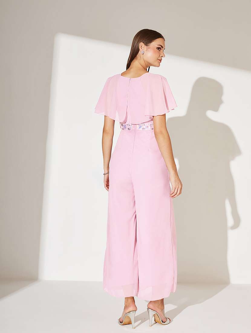 women solid flute sleeve jumpsuit - 22364125 -  Standard Image - 2