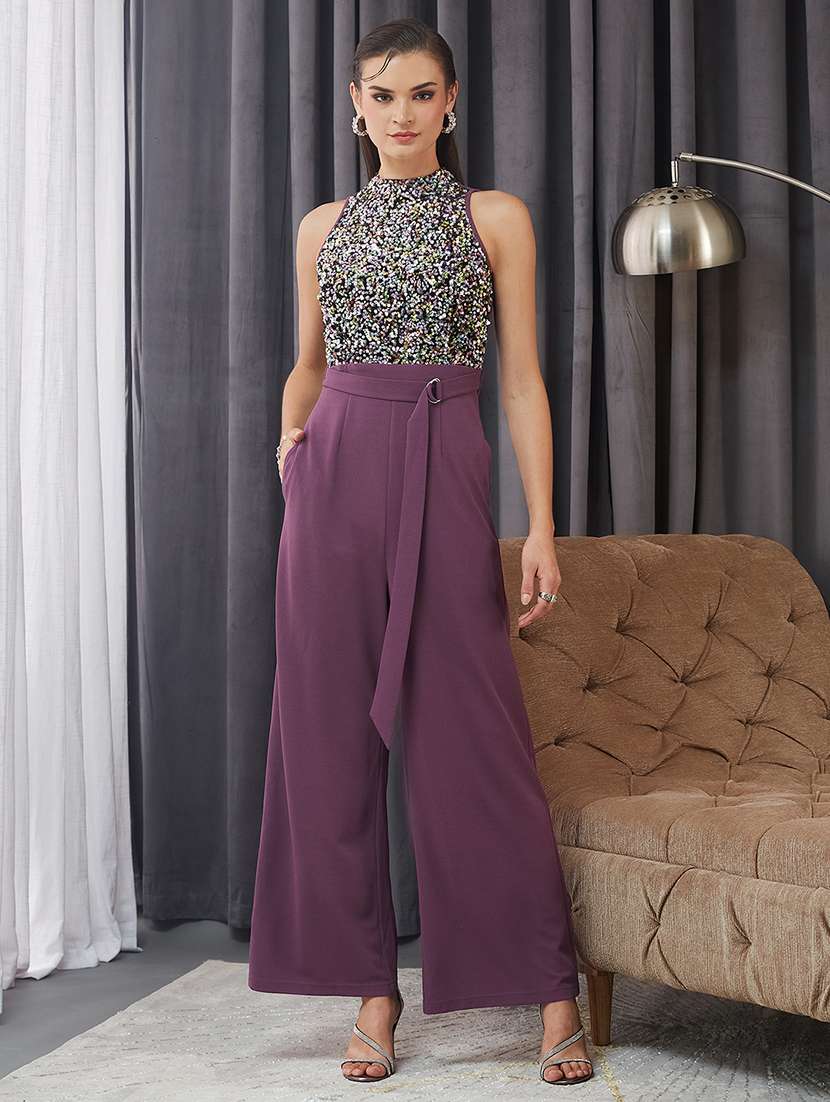 women sequined halter neck sleeveless jumpsuit - 22364127 -  Standard Image - 2