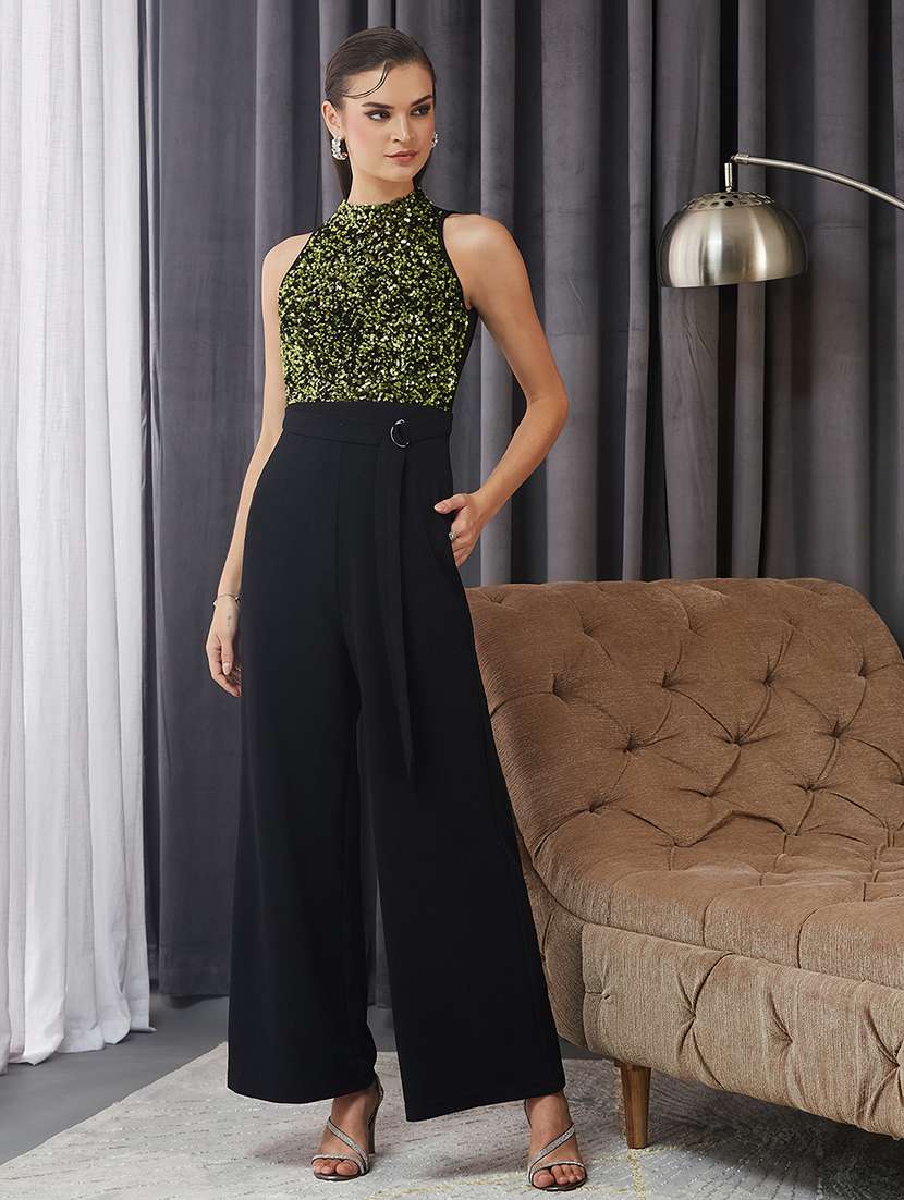 women sequined halter neck sleeveless jumpsuit - 22364131 -  Standard Image - 2