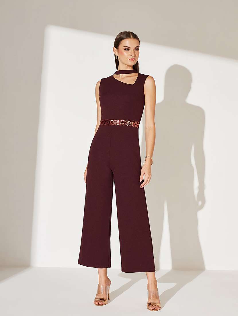 women sequined sleeveless jumpsuit