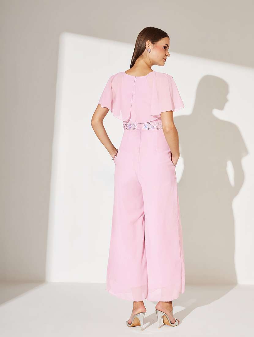 women pink solid flute sleeve jumpsuit - 22364147 -  Standard Image - 2