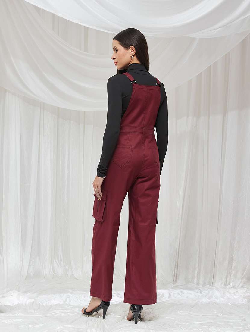 women solid adjustable strap dungaree - 22364148 -  Standard Image - 2