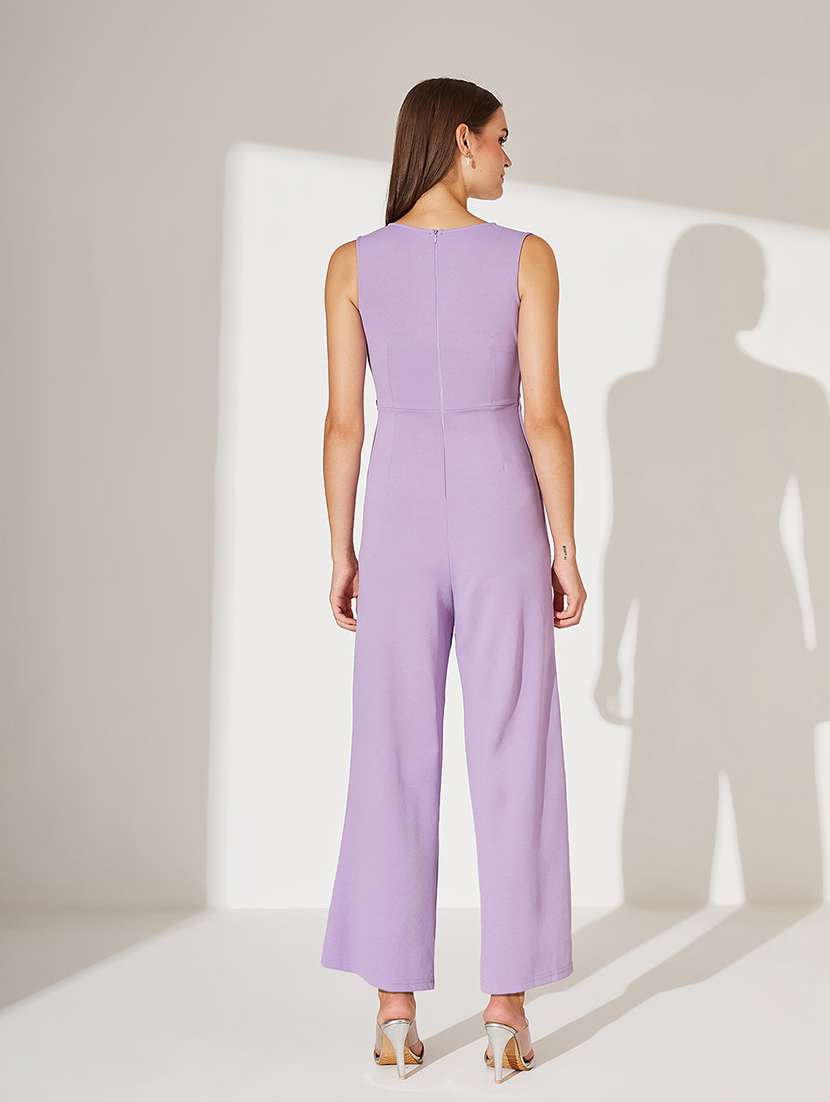 women solid sleeveless wrap style jumpsuit - 22364150 -  Standard Image - 2