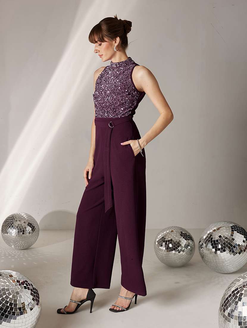 women sequined halter neck sleeveless jumpsuit - 22364158 -  Standard Image - 2