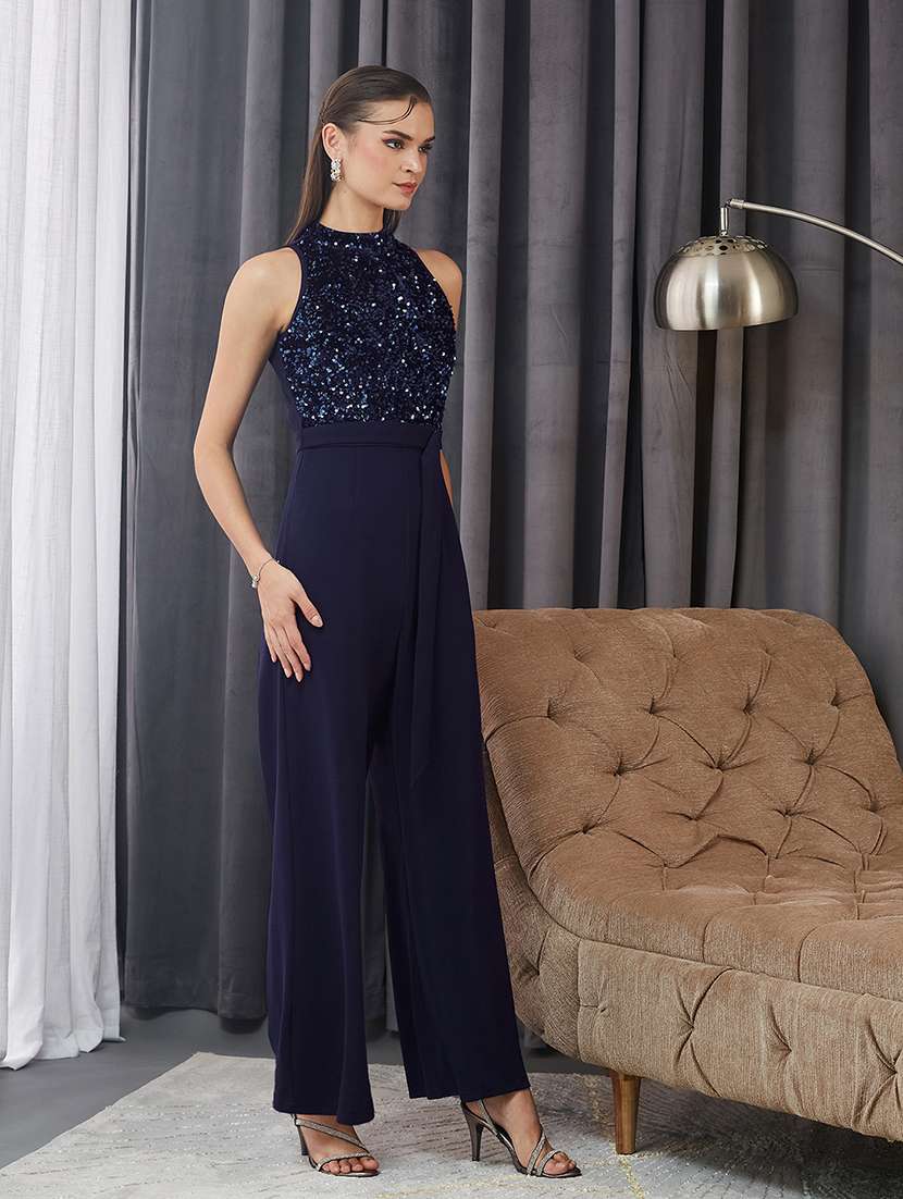 women sequined halter neck sleeveless jumpsuit - 22364159 -  Standard Image - 2