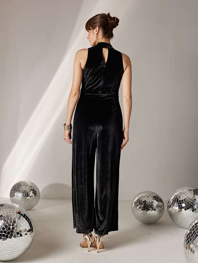 women solid halter neck sleeveless jumpsuit - 22364166 -  Standard Image - 2