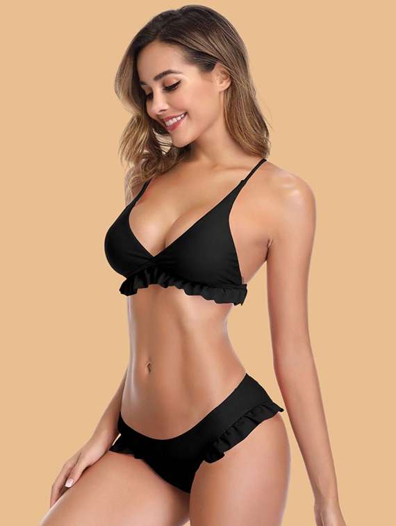 women solid swimwear bikini set - 22364183 -  Standard Image - 2
