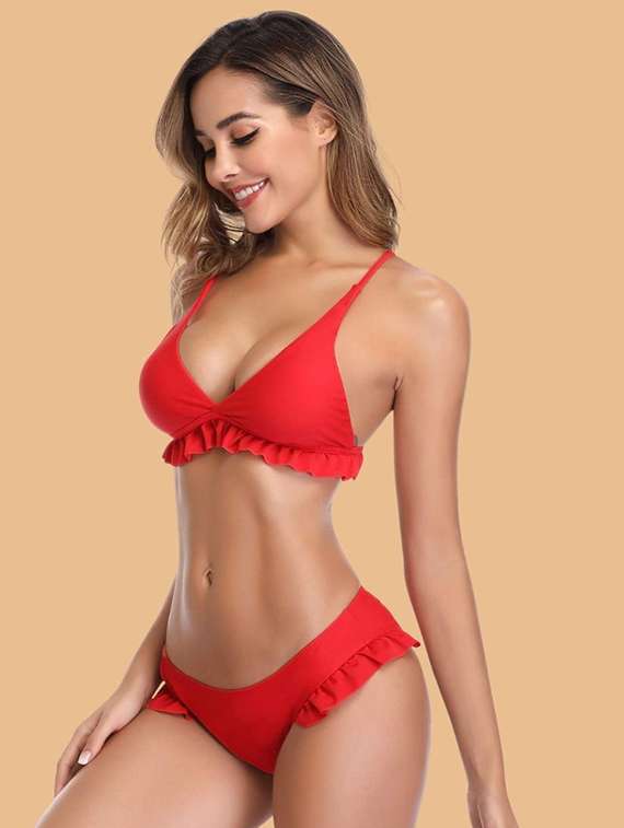 women solid swimwear bikini set - 22364184 -  Standard Image - 2