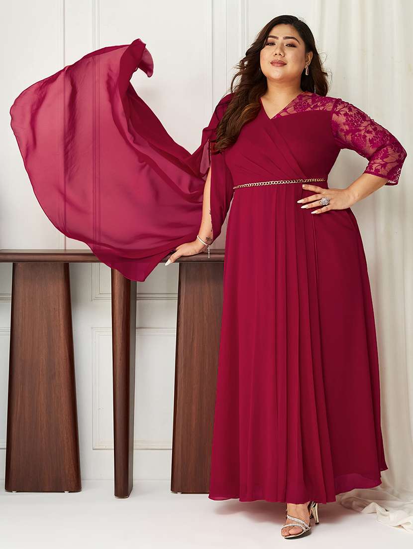 women plus size self designed lace dress