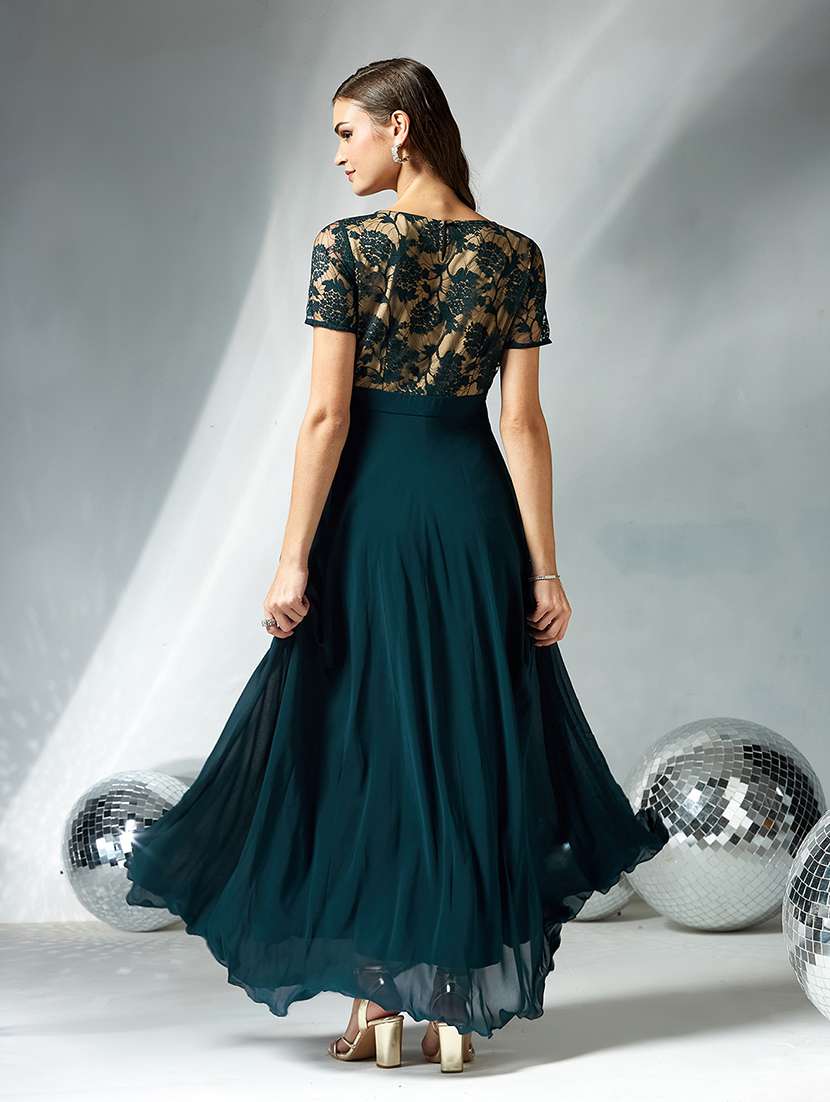 women floral short sleeve lace fit & flare dress - 22364213 -  Standard Image - 2