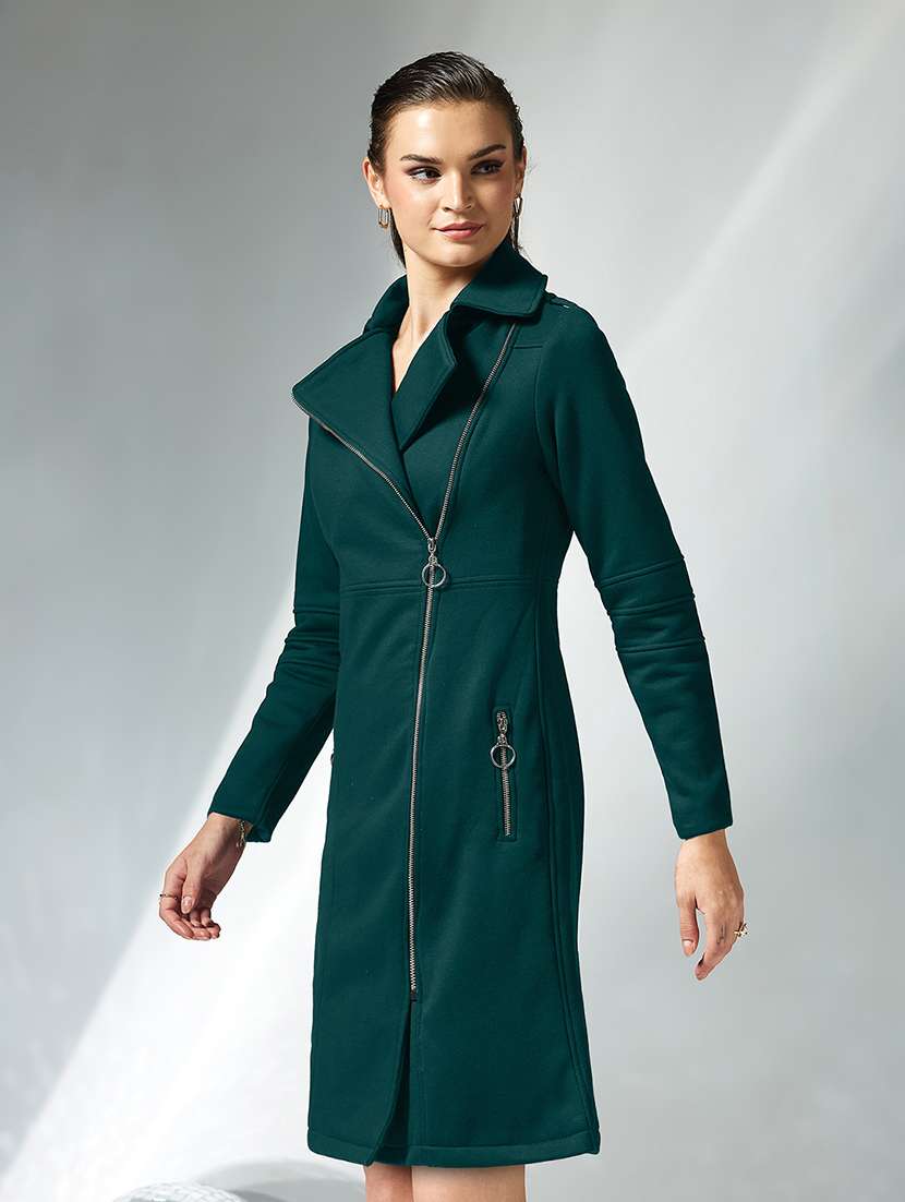 women solid long sleeve trench coat - 22364244 -  Standard Image - 2