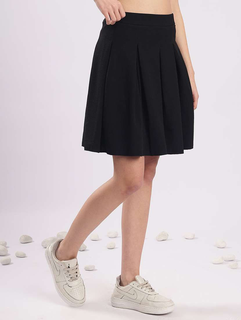 women solid high rise flared skirt - 22364422 -  Standard Image - 2