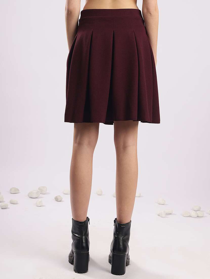 women solid high rise flared skirt - 22364424 -  Standard Image - 2