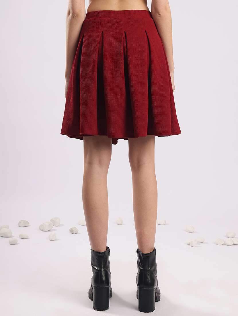 women solid high rise flared skirt - 22364425 -  Standard Image - 2