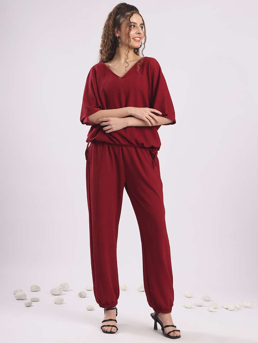 women solid top and trouser co-ord set - 22364477 -  Standard Image - 2